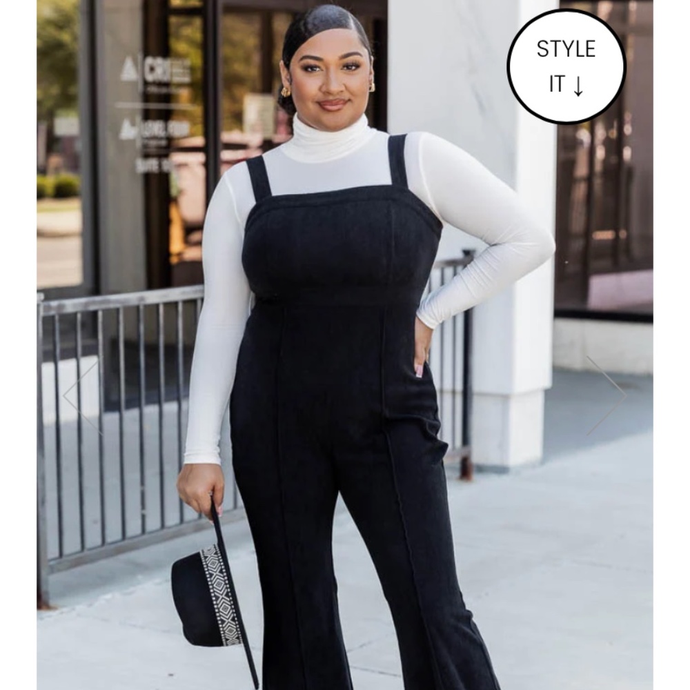 Black corduroy overalls
